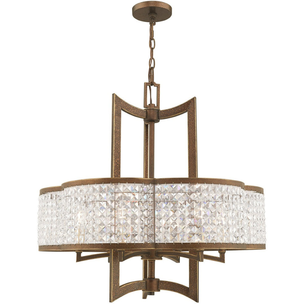 HomeRoots Six Light Dimmable Chandelier - Modern Cylinder Shades for Versatile Ambiance in Any Room 687591