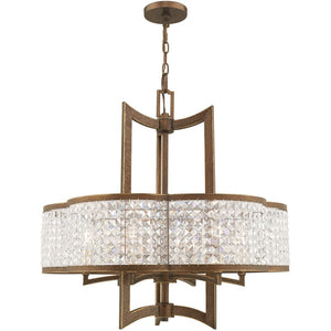 HomeRoots Six Light Dimmable Chandelier - Modern Cylinder Shades for Versatile Ambiance in Any Room 687591