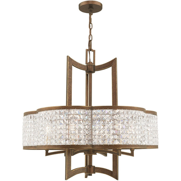 HomeRoots Six Light Dimmable Chandelier - Modern Cylinder Shades for Versatile Ambiance in Any Room 687591