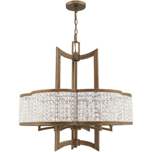 HomeRoots Six Light Dimmable Chandelier - Modern Cylinder Shades for Versatile Ambiance in Any Room 687591