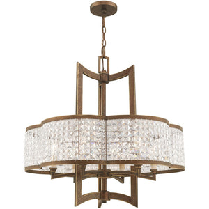 HomeRoots Six Light Dimmable Chandelier - Modern Cylinder Shades for Versatile Ambiance in Any Room 687591