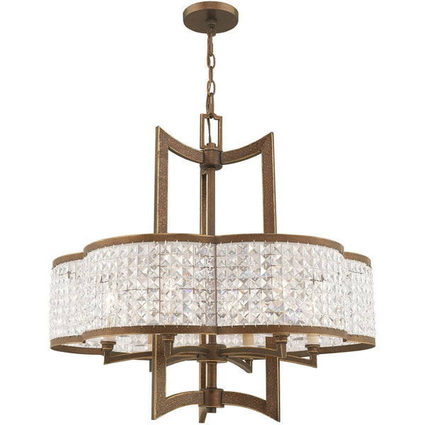 HomeRoots Six Light Dimmable Chandelier - Modern Cylinder Shades for Versatile Ambiance in Any Room 687591