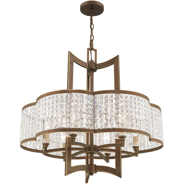 HomeRoots Six Light Dimmable Chandelier - Modern Cylinder Shades for Versatile Ambiance in Any Room 687591