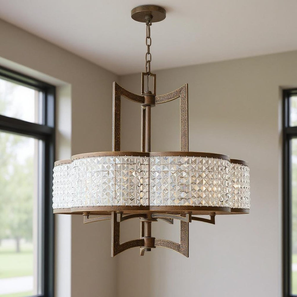 HomeRoots Six Light Dimmable Chandelier - Modern Cylinder Shades for Versatile Ambiance in Any Room 687591