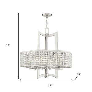 HomeRoots Six Light Dimmable Chandelier - Modern Cylindrical Shades for Stylish Ambiance in Any Room 687592