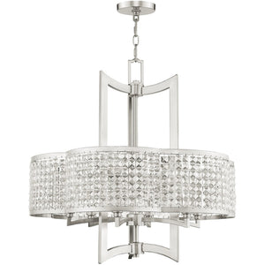 HomeRoots Six Light Dimmable Chandelier - Modern Cylindrical Shades for Stylish Ambiance in Any Room 687592