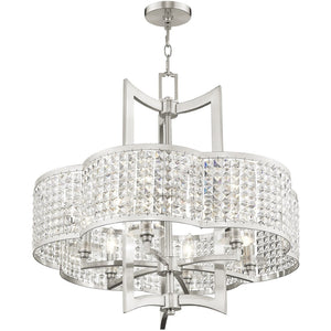HomeRoots Six Light Dimmable Chandelier - Modern Cylindrical Shades for Stylish Ambiance in Any Room 687592
