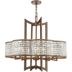 HomeRoots Bronze Eight-Light Dimmable Chandelier with Elegant Clear Shades for Modern Dining & Foyer Decor 687593