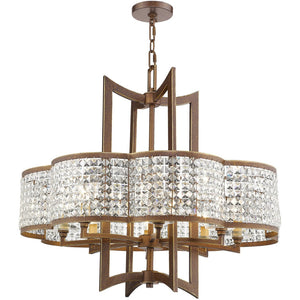 HomeRoots Bronze Eight-Light Dimmable Chandelier with Elegant Clear Shades for Modern Dining & Foyer Decor 687593