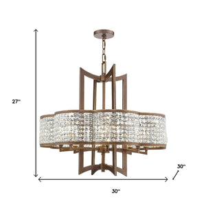 HomeRoots Bronze Eight-Light Dimmable Chandelier with Elegant Clear Shades for Modern Dining & Foyer Decor 687593