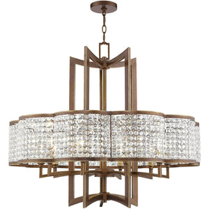 HomeRoots Ten Light Dimmable Chandelier - Contemporary Steel Fixture with Shades for Dining and Living Spaces 687595