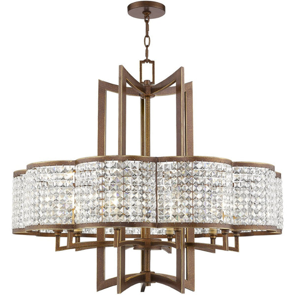 HomeRoots Ten Light Dimmable Chandelier - Contemporary Steel Fixture with Shades for Dining and Living Spaces 687595