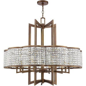 HomeRoots Ten Light Dimmable Chandelier - Contemporary Steel Fixture with Shades for Dining and Living Spaces 687595