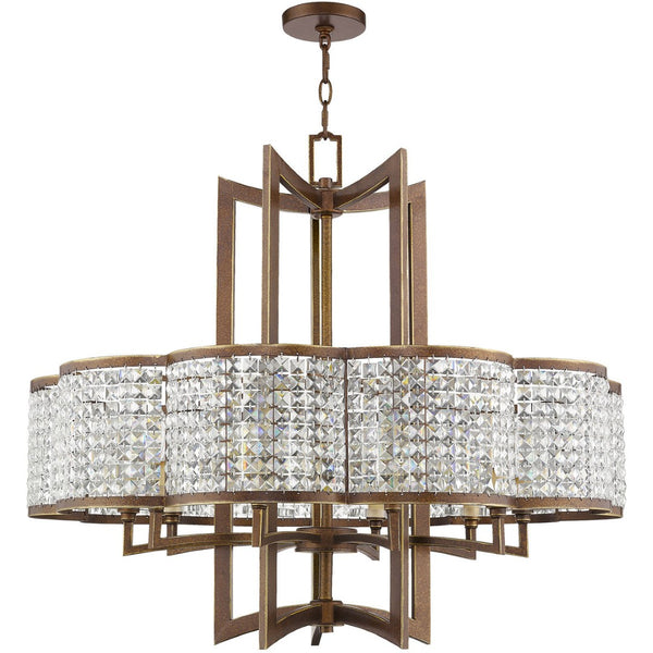 HomeRoots Ten Light Dimmable Chandelier - Contemporary Steel Fixture with Shades for Dining and Living Spaces 687595