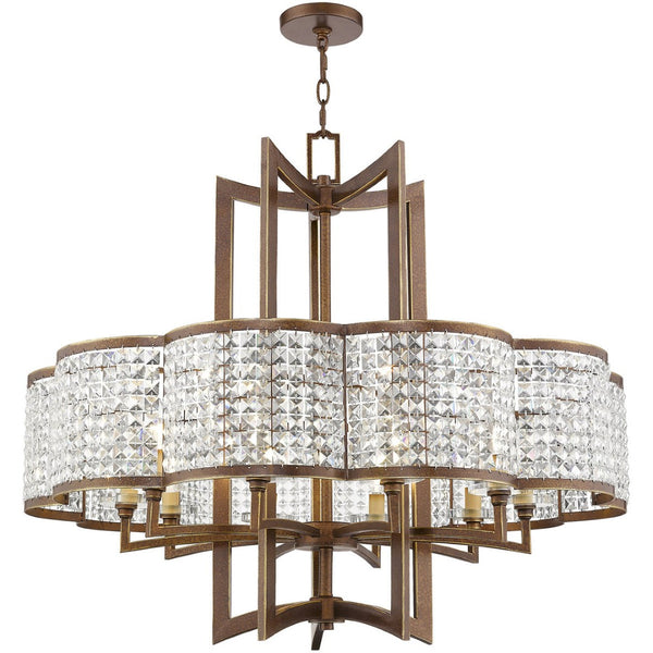 HomeRoots Ten Light Dimmable Chandelier - Contemporary Steel Fixture with Shades for Dining and Living Spaces 687595