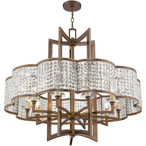 HomeRoots Ten Light Dimmable Chandelier - Contemporary Steel Fixture with Shades for Dining and Living Spaces 687595