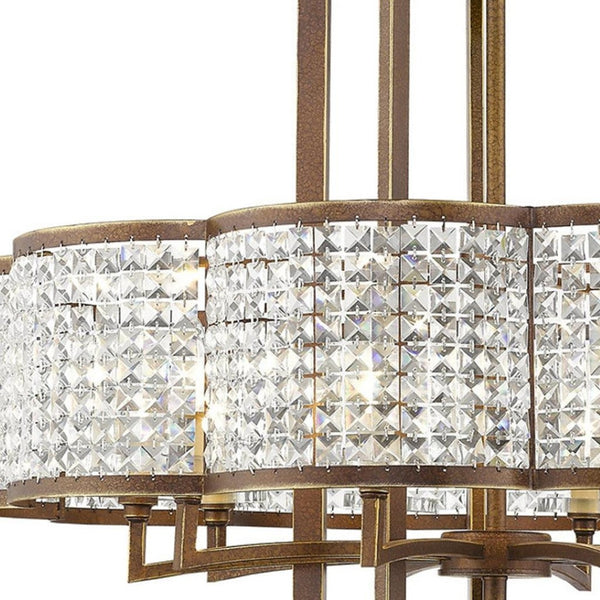 HomeRoots Ten Light Dimmable Chandelier - Contemporary Steel Fixture with Shades for Dining and Living Spaces 687595