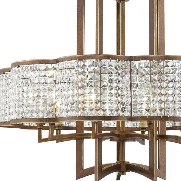 HomeRoots Ten Light Dimmable Chandelier - Contemporary Steel Fixture with Shades for Dining and Living Spaces 687595