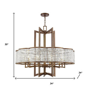 HomeRoots Ten Light Dimmable Chandelier - Contemporary Steel Fixture with Shades for Dining and Living Spaces 687595