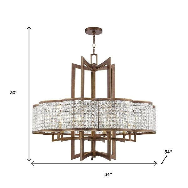 HomeRoots Ten Light Dimmable Chandelier - Contemporary Steel Fixture with Shades for Dining and Living Spaces 687595