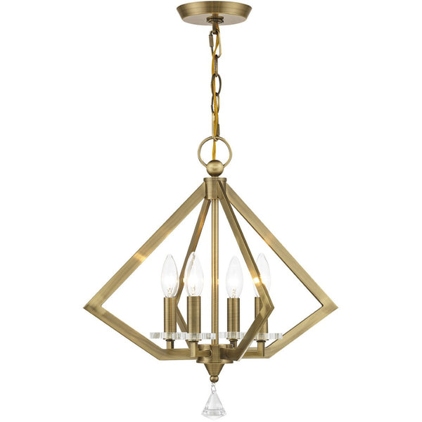 HomeRoots Four Light Dimmable Chandelier - Modern Cylinder Design for Stylish Illumination in Any Room 687596