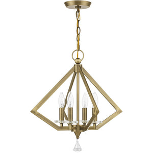 HomeRoots Four Light Dimmable Chandelier - Modern Cylinder Design for Stylish Illumination in Any Room 687596