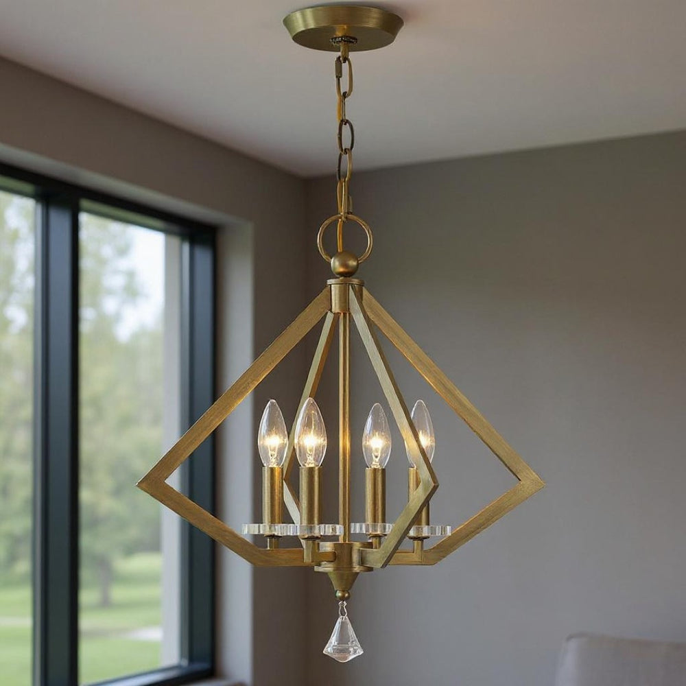 HomeRoots Four Light Dimmable Chandelier - Modern Cylinder Design for Stylish Illumination in Any Room 687596