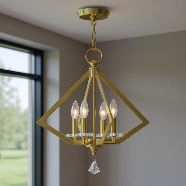 HomeRoots Four Light Dimmable Chandelier - Modern Cylinder Shades for Versatile Illumination in Any Space 687597