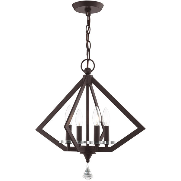 HomeRoots Bronze Four-Light Dimmable Chandelier with Steel Shades - Elegant Modern Lighting for Any Space 687598