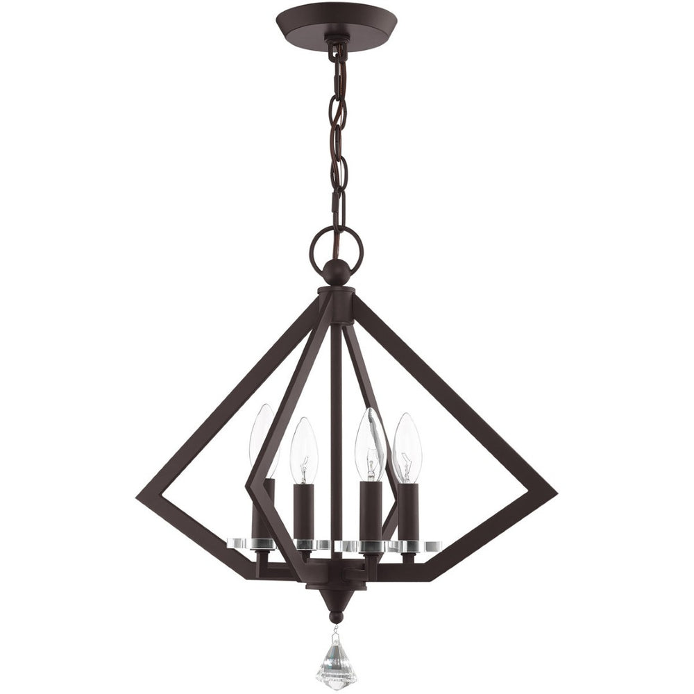 HomeRoots Bronze Four-Light Dimmable Chandelier with Steel Shades - Elegant Modern Lighting for Any Space 687598