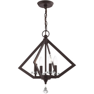 HomeRoots Bronze Four-Light Dimmable Chandelier with Steel Shades - Elegant Modern Lighting for Any Space 687598