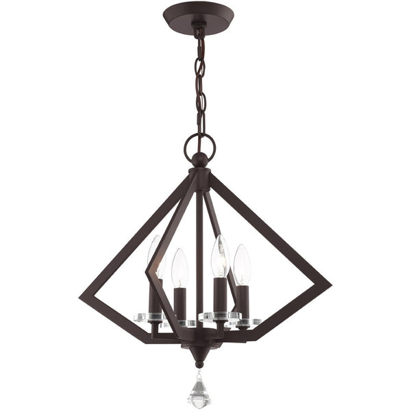 HomeRoots Bronze Four-Light Dimmable Chandelier with Steel Shades - Elegant Modern Lighting for Any Space 687598