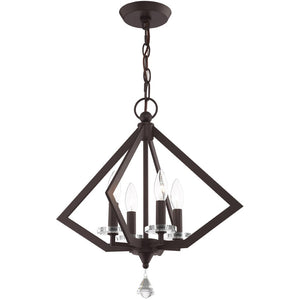 HomeRoots Bronze Four-Light Dimmable Chandelier with Steel Shades - Elegant Modern Lighting for Any Space 687598