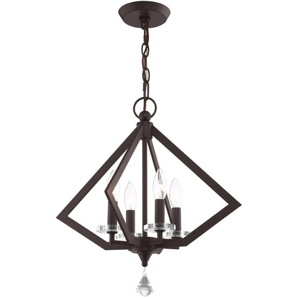 HomeRoots Bronze Four-Light Dimmable Chandelier with Steel Shades - Elegant Modern Lighting for Any Space 687598