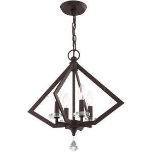 HomeRoots Bronze Four-Light Dimmable Chandelier with Steel Shades - Elegant Modern Lighting for Any Space 687598