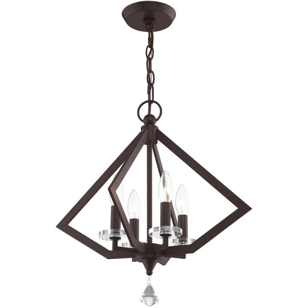 HomeRoots Bronze Four-Light Dimmable Chandelier with Steel Shades - Elegant Modern Lighting for Any Space 687598