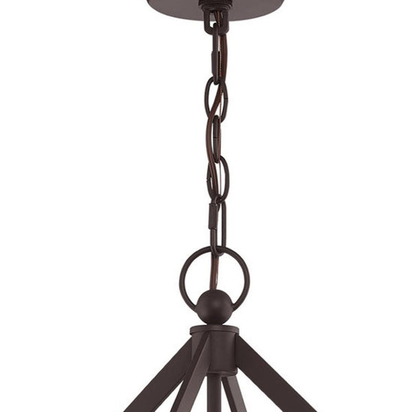 HomeRoots Bronze Four-Light Dimmable Chandelier with Steel Shades - Elegant Modern Lighting for Any Space 687598