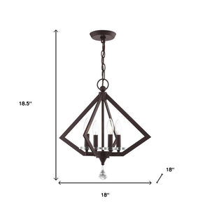 HomeRoots Bronze Four-Light Dimmable Chandelier with Steel Shades - Elegant Modern Lighting for Any Space 687598