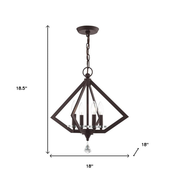 HomeRoots Bronze Four-Light Dimmable Chandelier with Steel Shades - Elegant Modern Lighting for Any Space 687598
