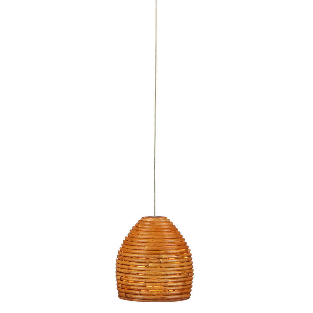 Beehive Rattan Multi-Drop Pendant Light - Modern Elegance with Warm Glow and Silver Canopy Finish
