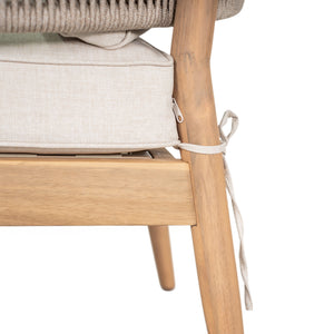 English Elm Christopher Knight Home® - Verona Outdoor Acacia Wood Club Chair Set Of 2 With Beige Cushions & Handwoven Rope For Patio Style N775P309256A