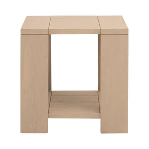 Essentials for Living Sur Solid Teak Outdoor End Table with Lower Shelf for Patio or Living Room 6876.W-ET