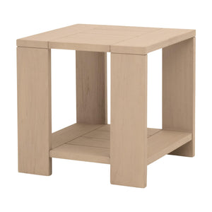 Essentials for Living Sur Solid Teak Outdoor End Table with Lower Shelf for Patio or Living Room 6876.W-ET