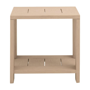 Essentials for Living Sur Solid Teak Outdoor End Table with Lower Shelf for Patio or Living Room 6876.W-ET