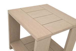 Essentials for Living Sur Solid Teak Outdoor End Table with Lower Shelf for Patio or Living Room 6876.W-ET