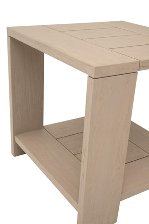 Essentials for Living Sur Solid Teak Outdoor End Table with Lower Shelf for Patio or Living Room 6876.W-ET