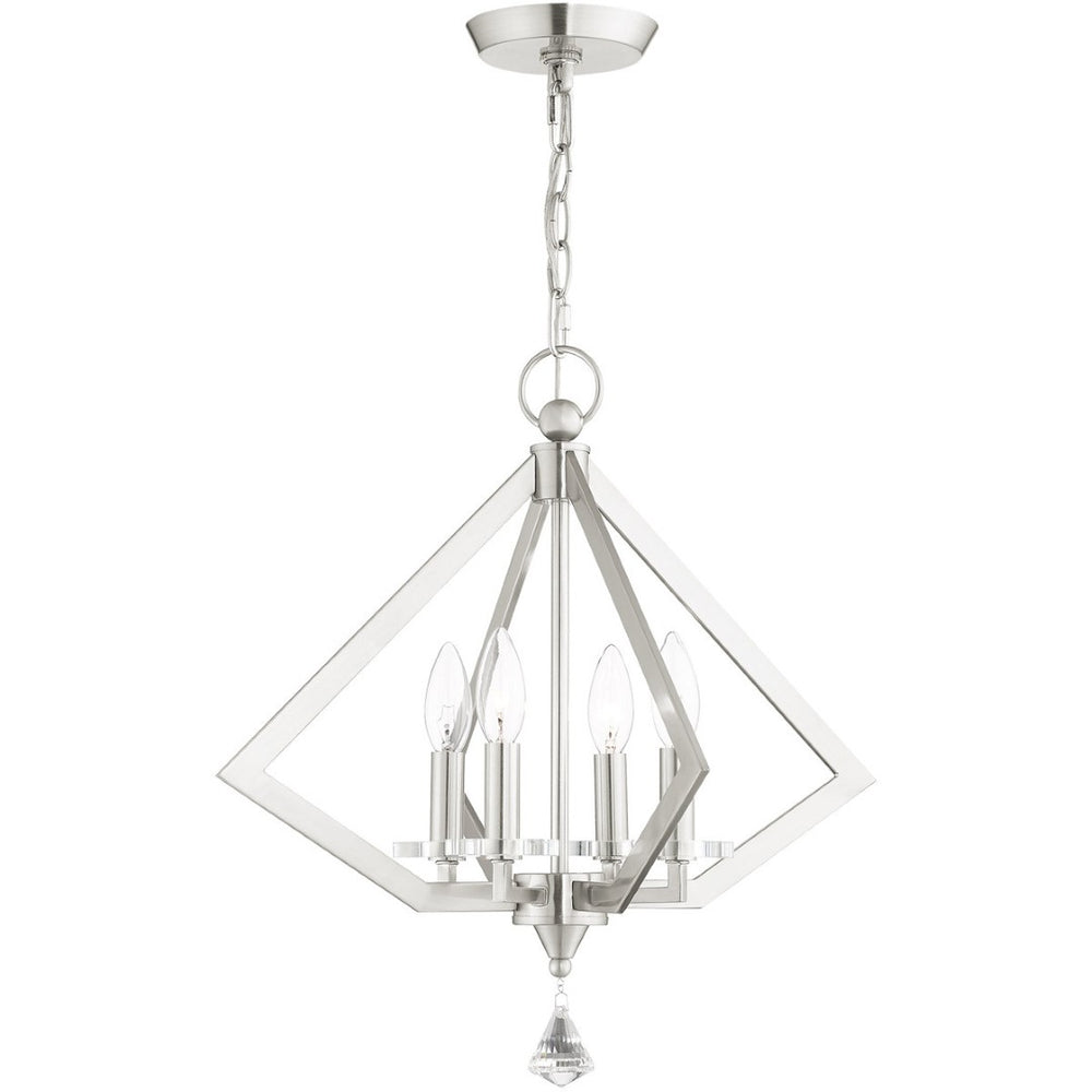 HomeRoots Four Light Dimmable Chandelier with Modern Cylindrical Shades for Elegant Ambient Lighting Solutions 687600