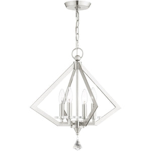 HomeRoots Four Light Dimmable Chandelier with Modern Cylindrical Shades for Elegant Ambient Lighting Solutions 687600
