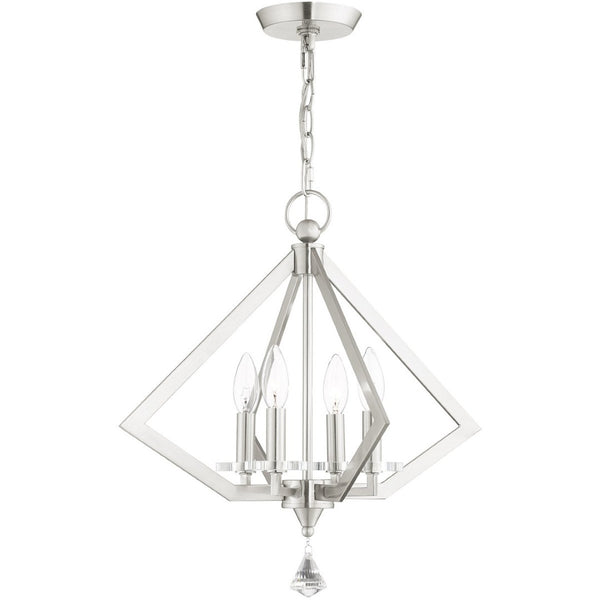 HomeRoots Four Light Dimmable Chandelier with Modern Cylindrical Shades for Elegant Ambient Lighting Solutions 687600
