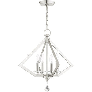 HomeRoots Four Light Dimmable Chandelier with Modern Cylindrical Shades for Elegant Ambient Lighting Solutions 687600